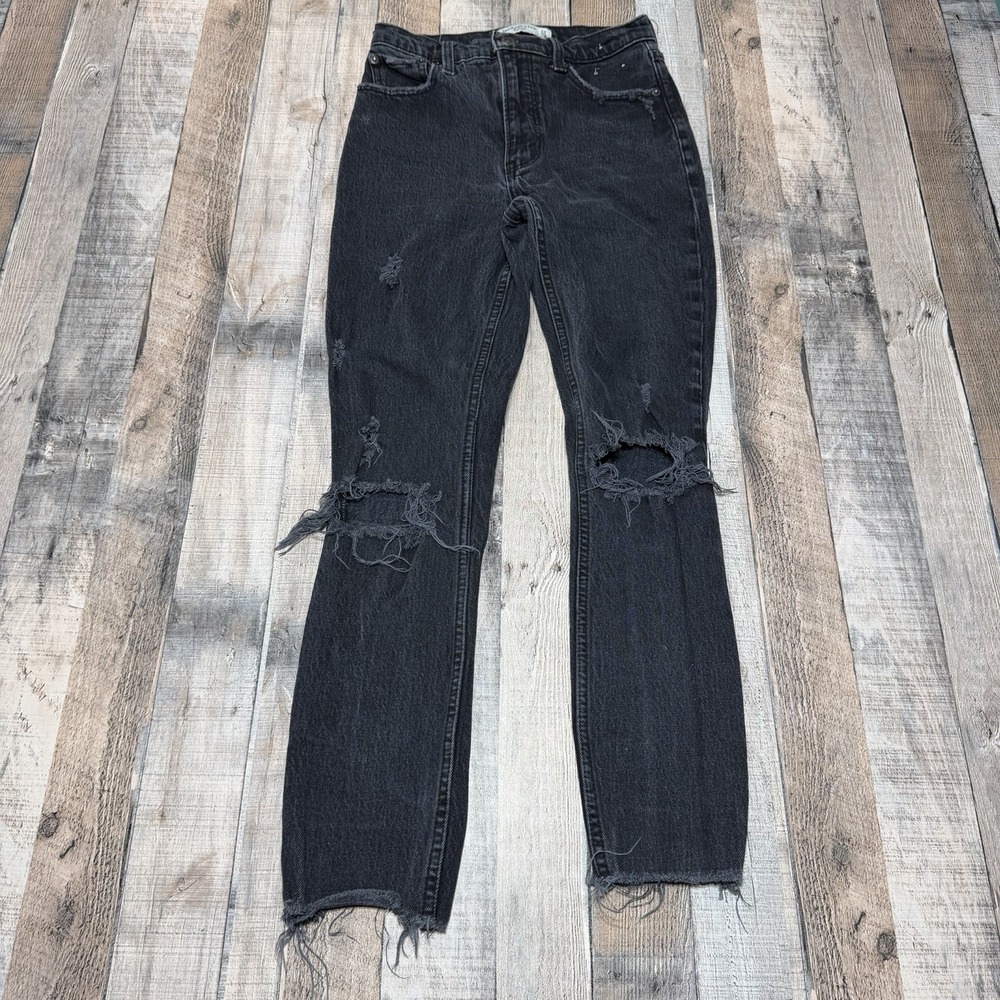 Abercrombie & Fitch Super Skinny Ultra High Rise Size 24 Black Denim Jeans